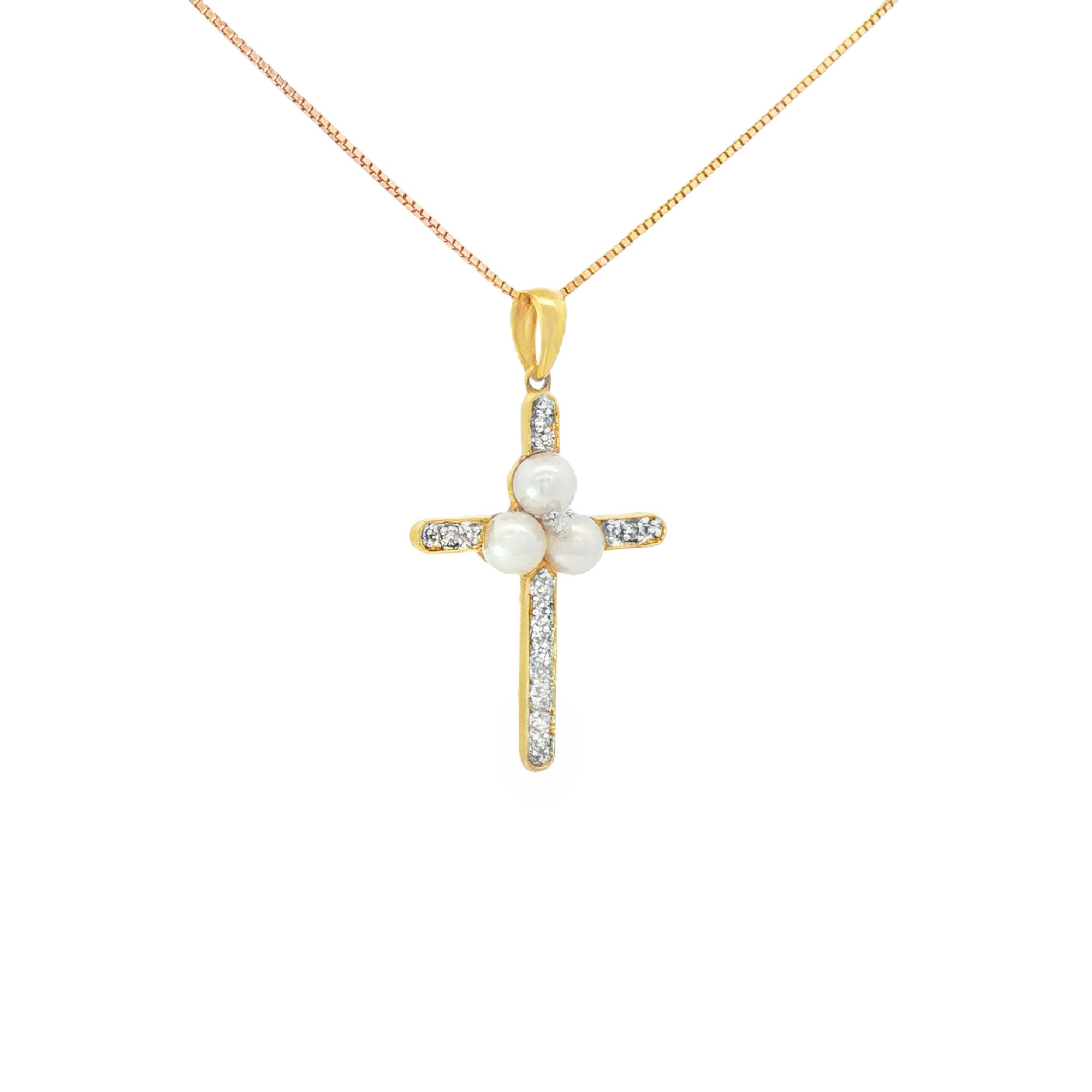 CRUZ PERLA Y DIAMANTES