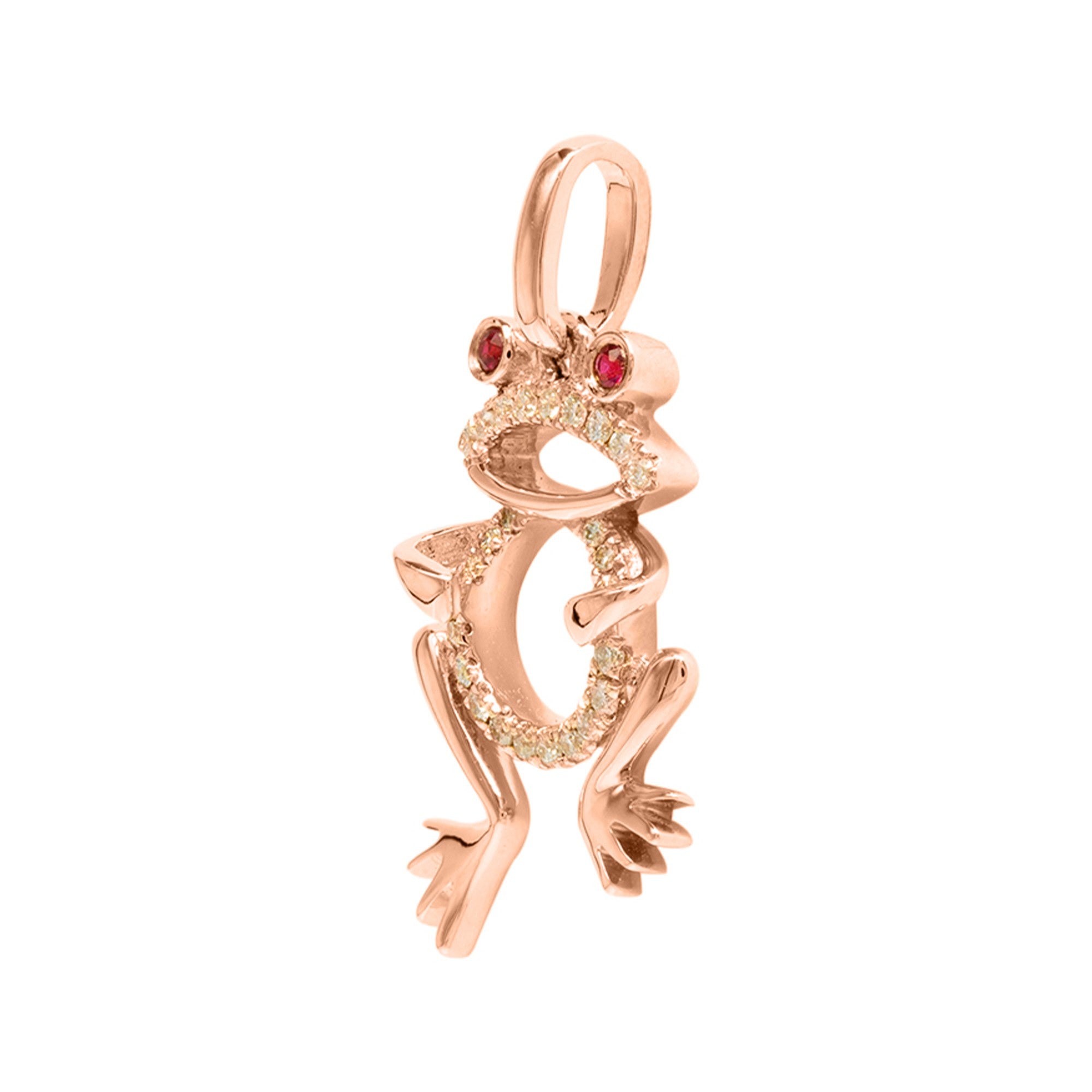 DIJE RANA CON RUBÍ Y DIAMANTES