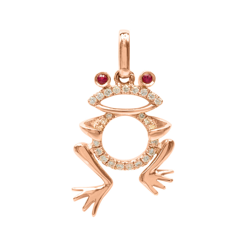 DIJE RANA CON RUBÍ Y DIAMANTES