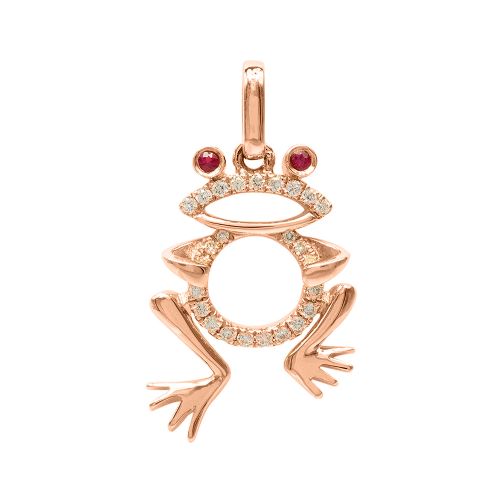 DIJE RANA CON RUBÍ Y DIAMANTES