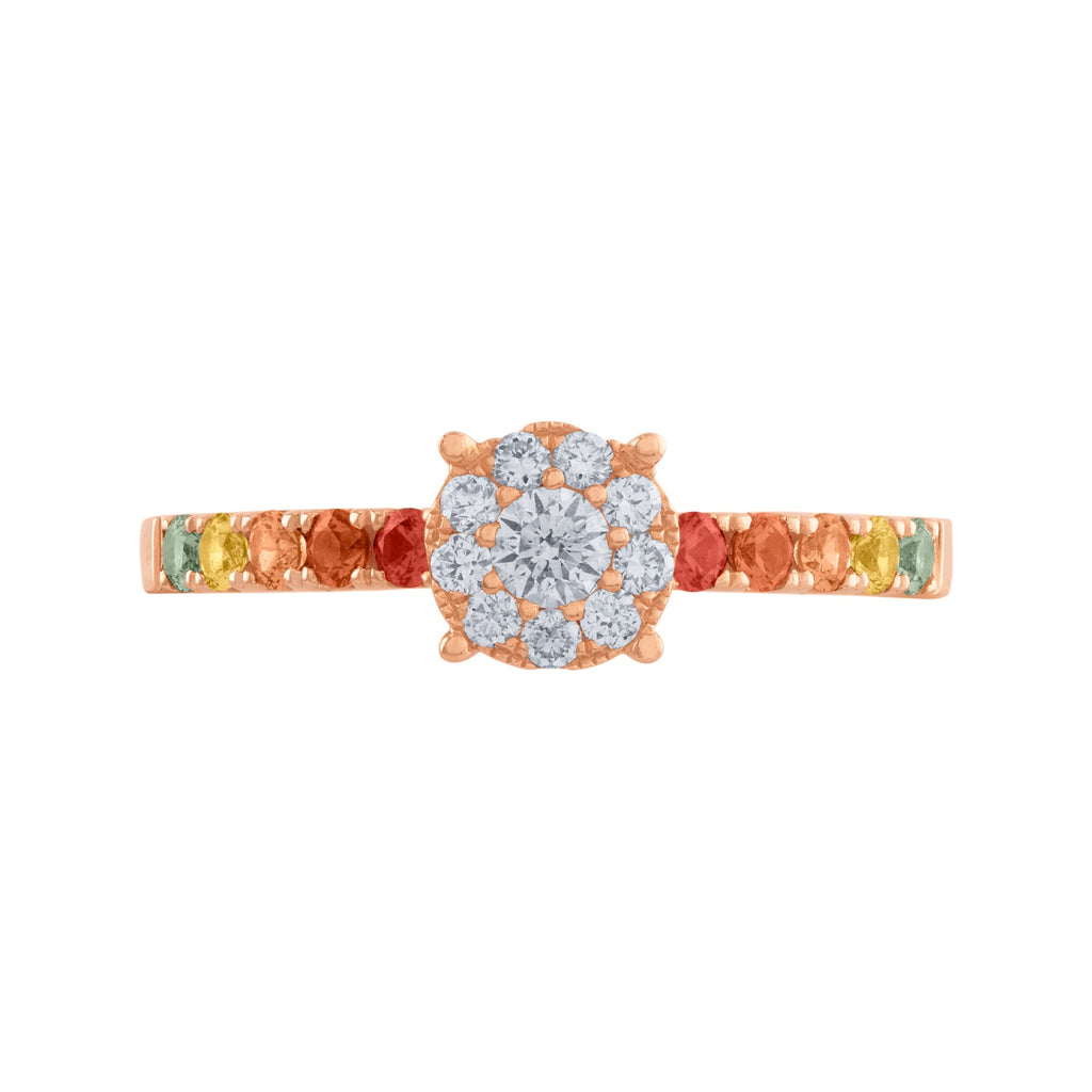 DUPLA CON DIAMANTES Y ZAFIROS DE COLORES