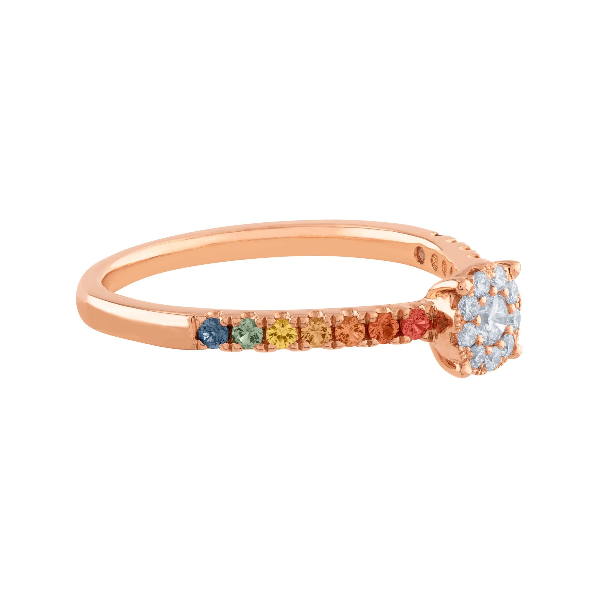 DUPLA CON DIAMANTE Y ZAFIROS DE COLORES