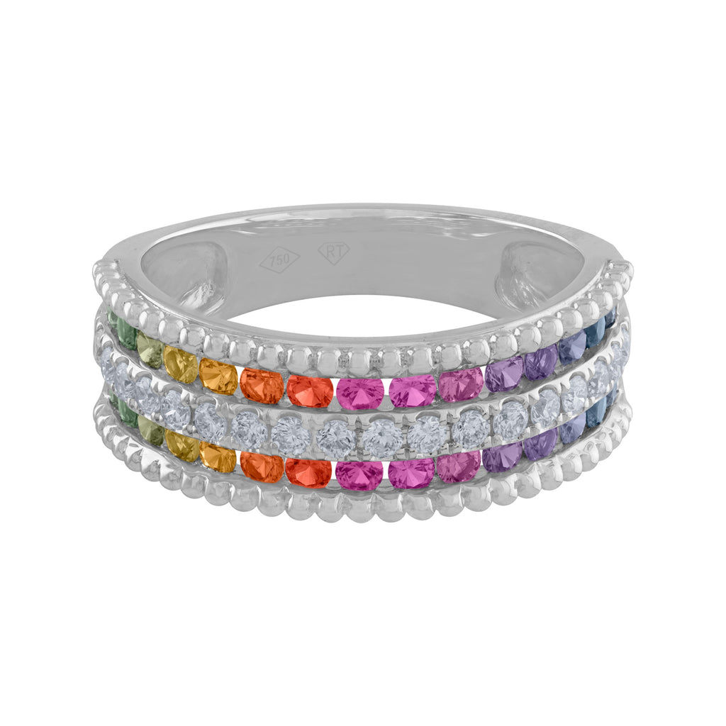 ARGOLLA INFINITO CON  DIAMANTES Y ZAFIROS DE COLORES
