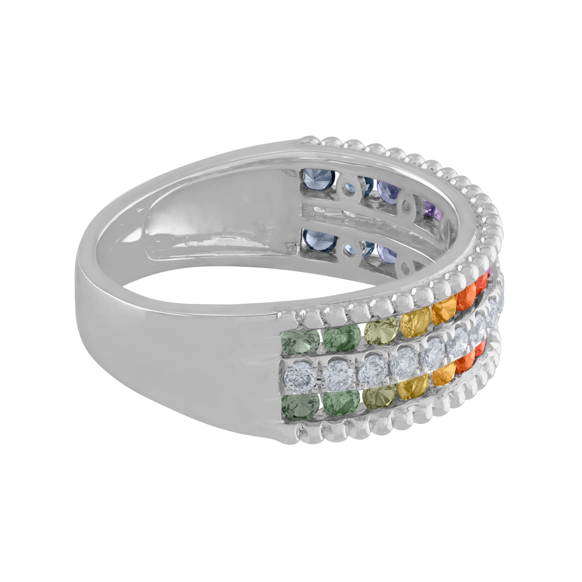 ARGOLLA INFINITO CON  DIAMANTES Y ZAFIROS DE COLORES