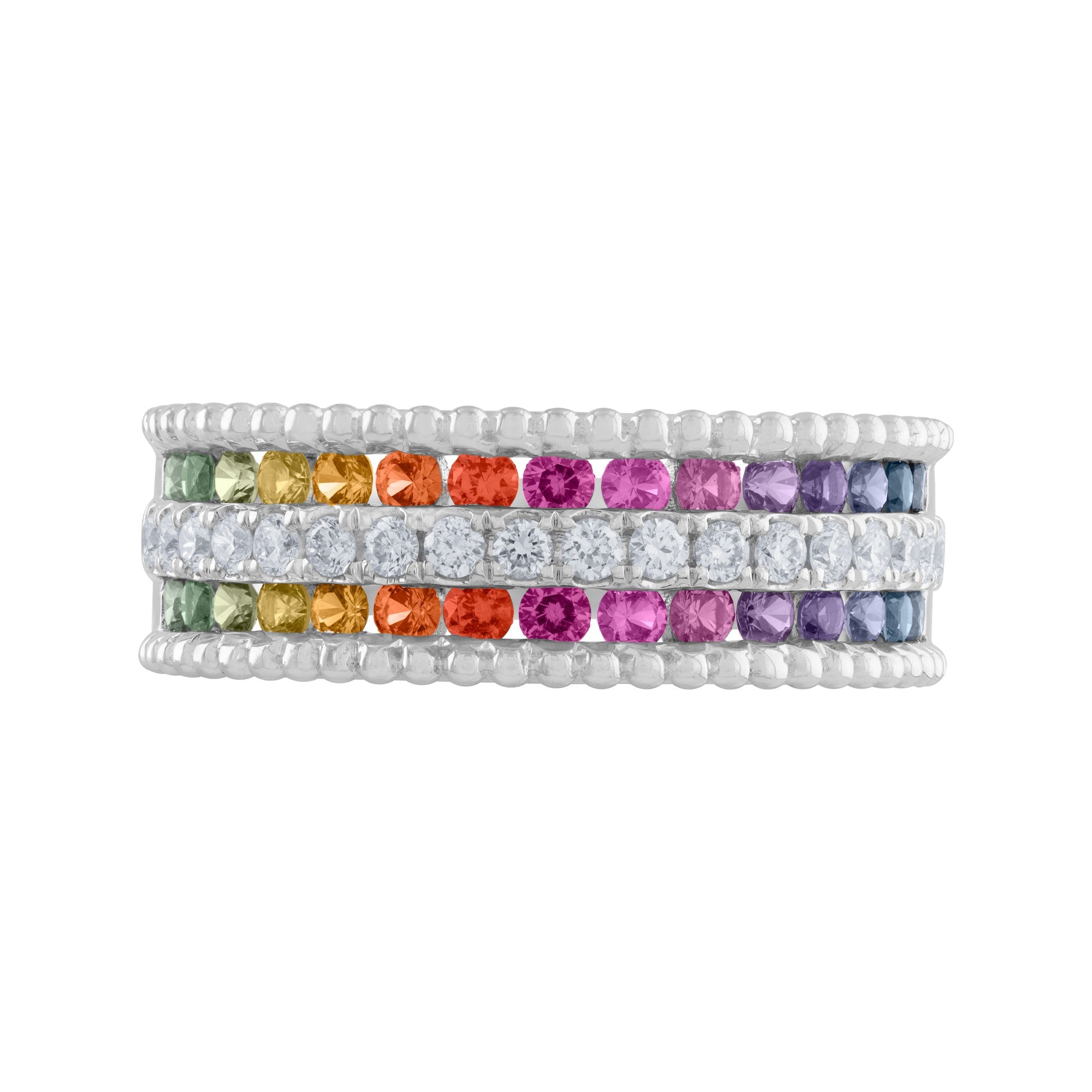 ARGOLLA INFINITO CON  DIAMANTES Y ZAFIROS DE COLORES