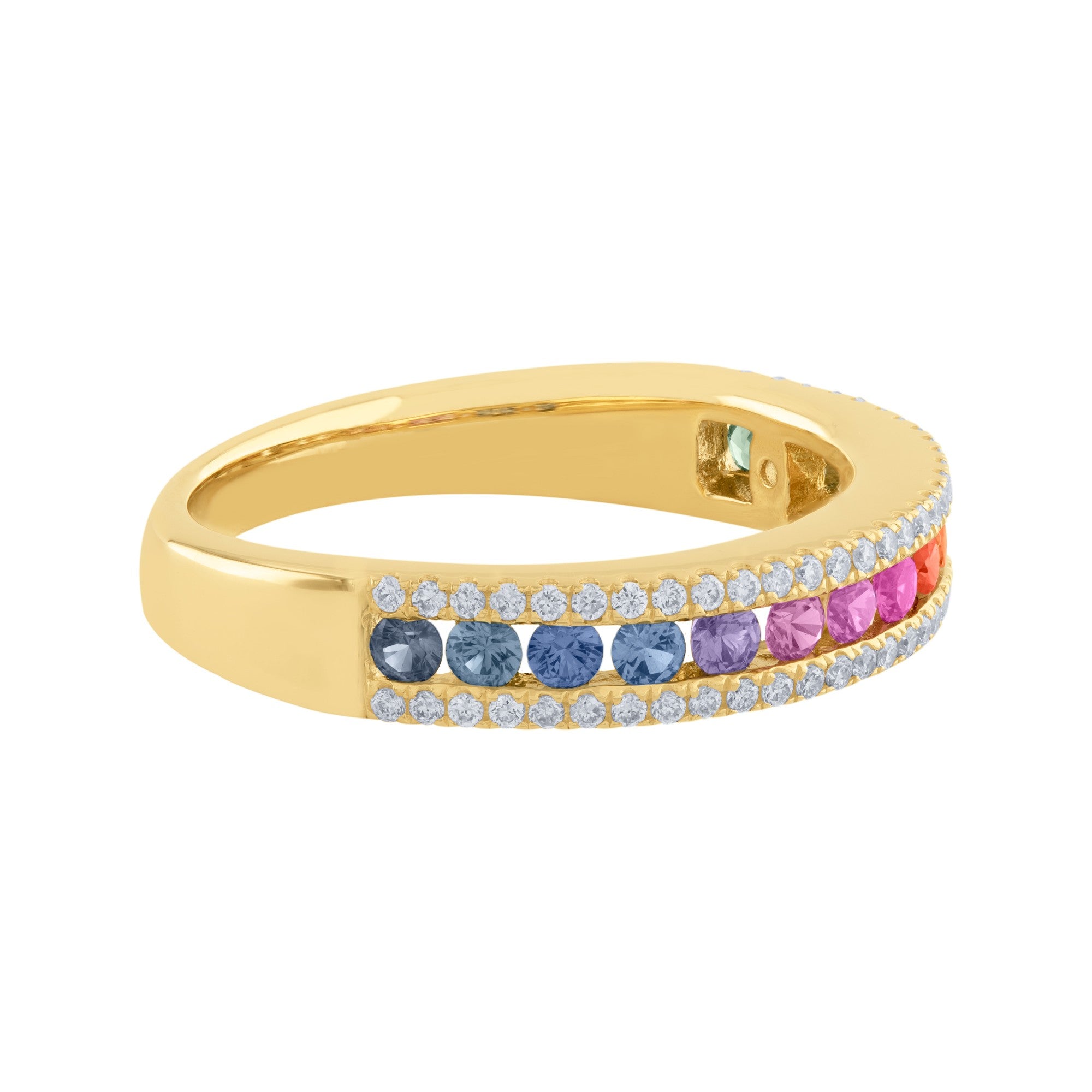 ARGOLLA INFINITO CON DIAMANTES Y ZAFIROS DE COLORES