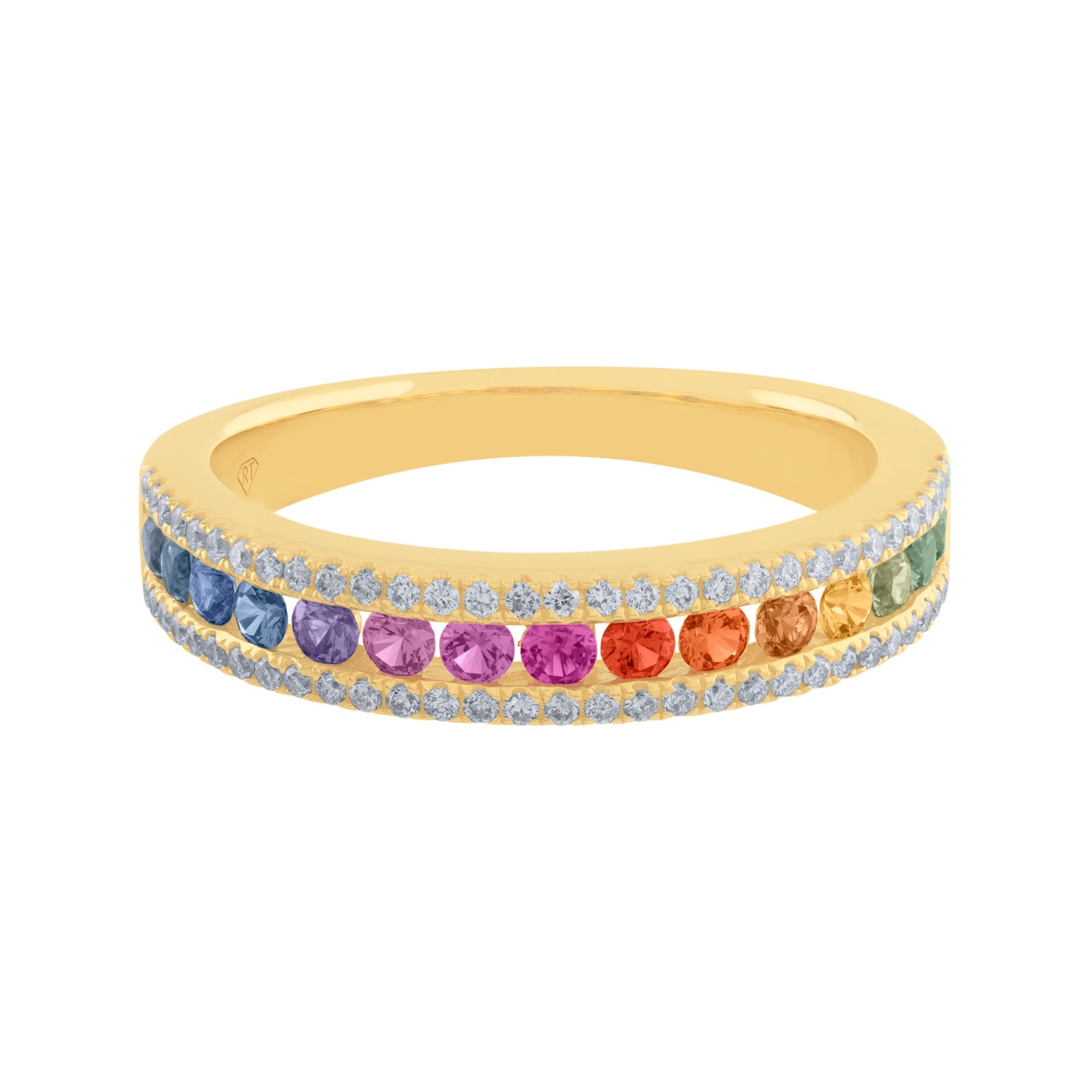 ARGOLLA INFINITO CON DIAMANTES Y ZAFIROS DE COLORES