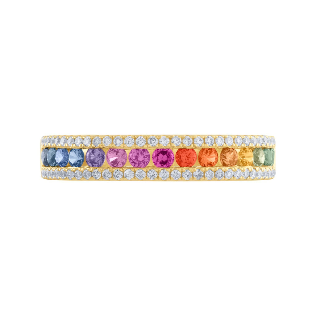 ARGOLLA INFINITO CON DIAMANTES Y ZAFIROS DE COLORES