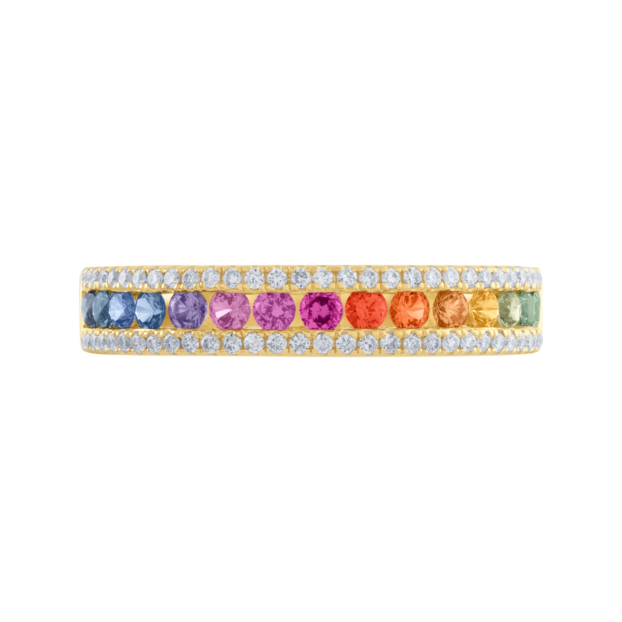 ARGOLLA INFINITO CON DIAMANTES Y ZAFIROS DE COLORES