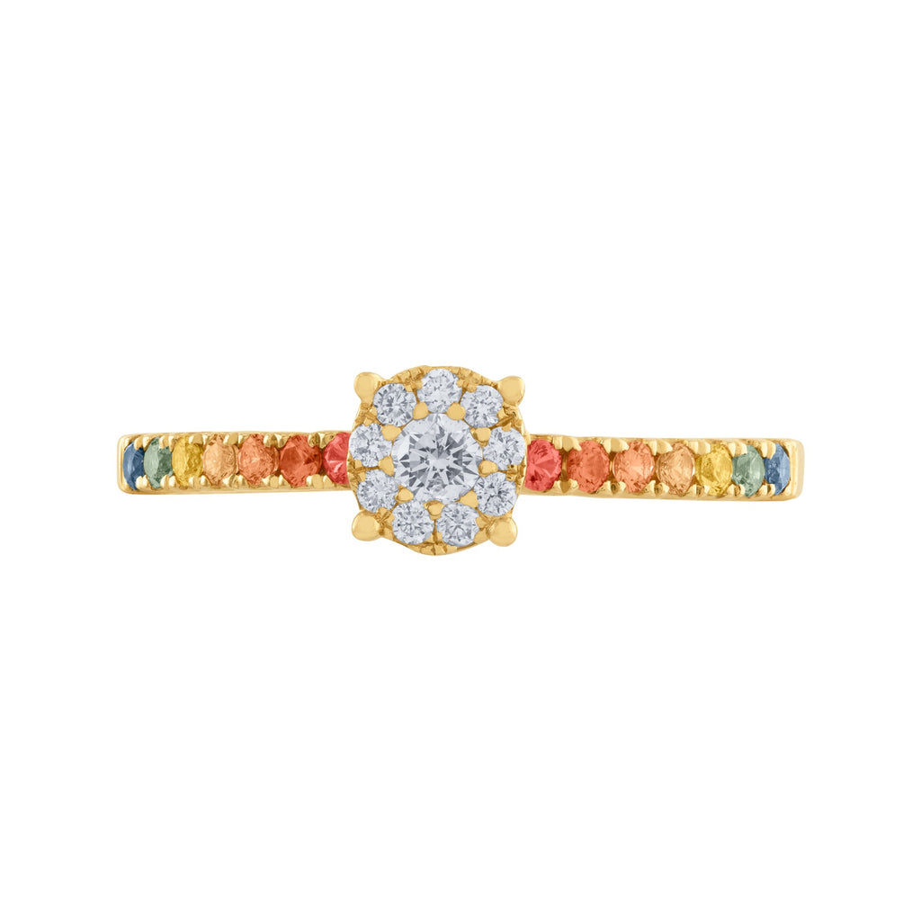 DUPLA CON DIAMANTES Y ZAFIROS DE COLORES