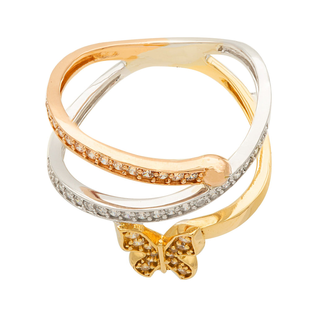 ANILLO ABIERTO MARIPOSA CON ZIRCONES