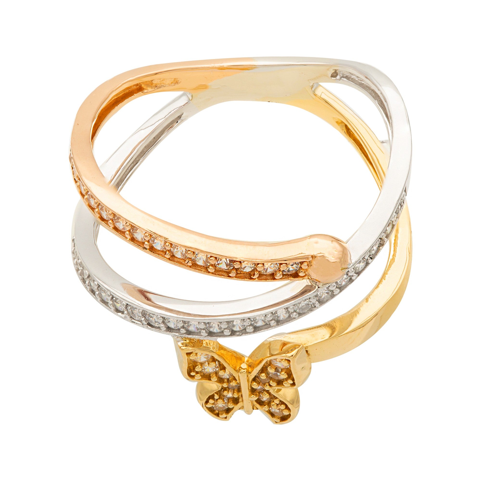 ANILLO ABIERTO MARIPOSA CON ZIRCONES