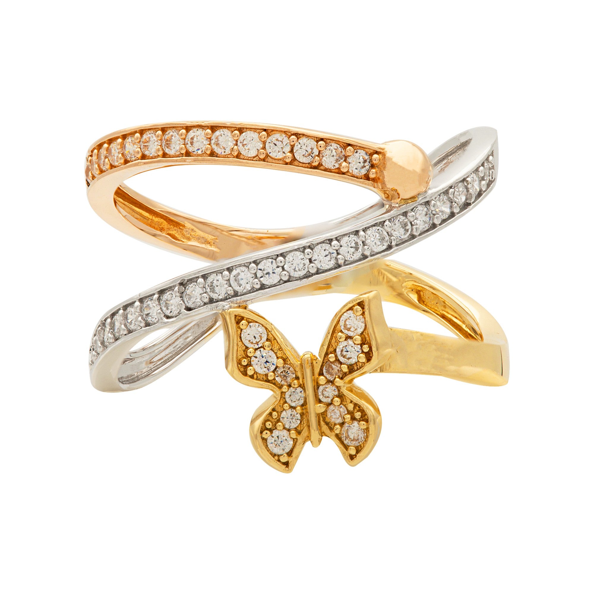 ANILLO ABIERTO MARIPOSA CON ZIRCONES