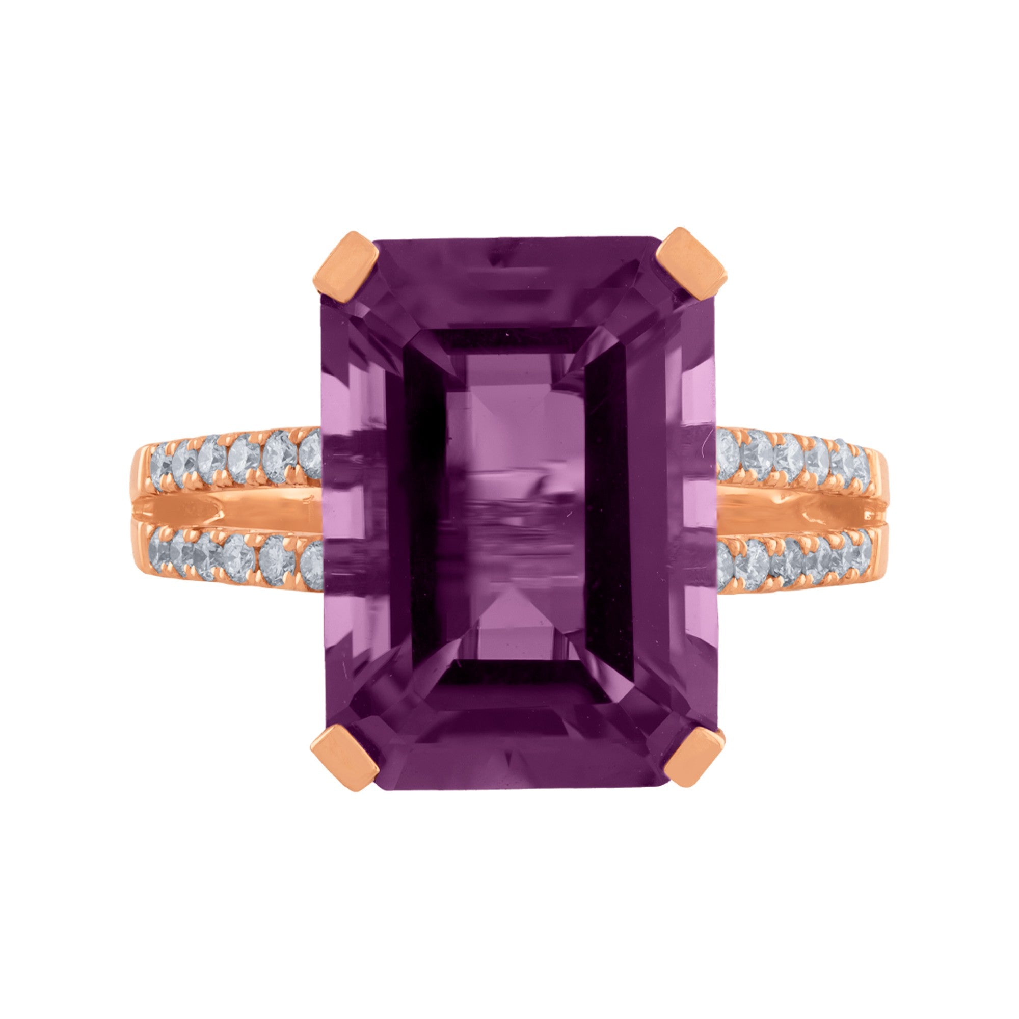 ANILLO CON AMATISTA RECTANGULAR