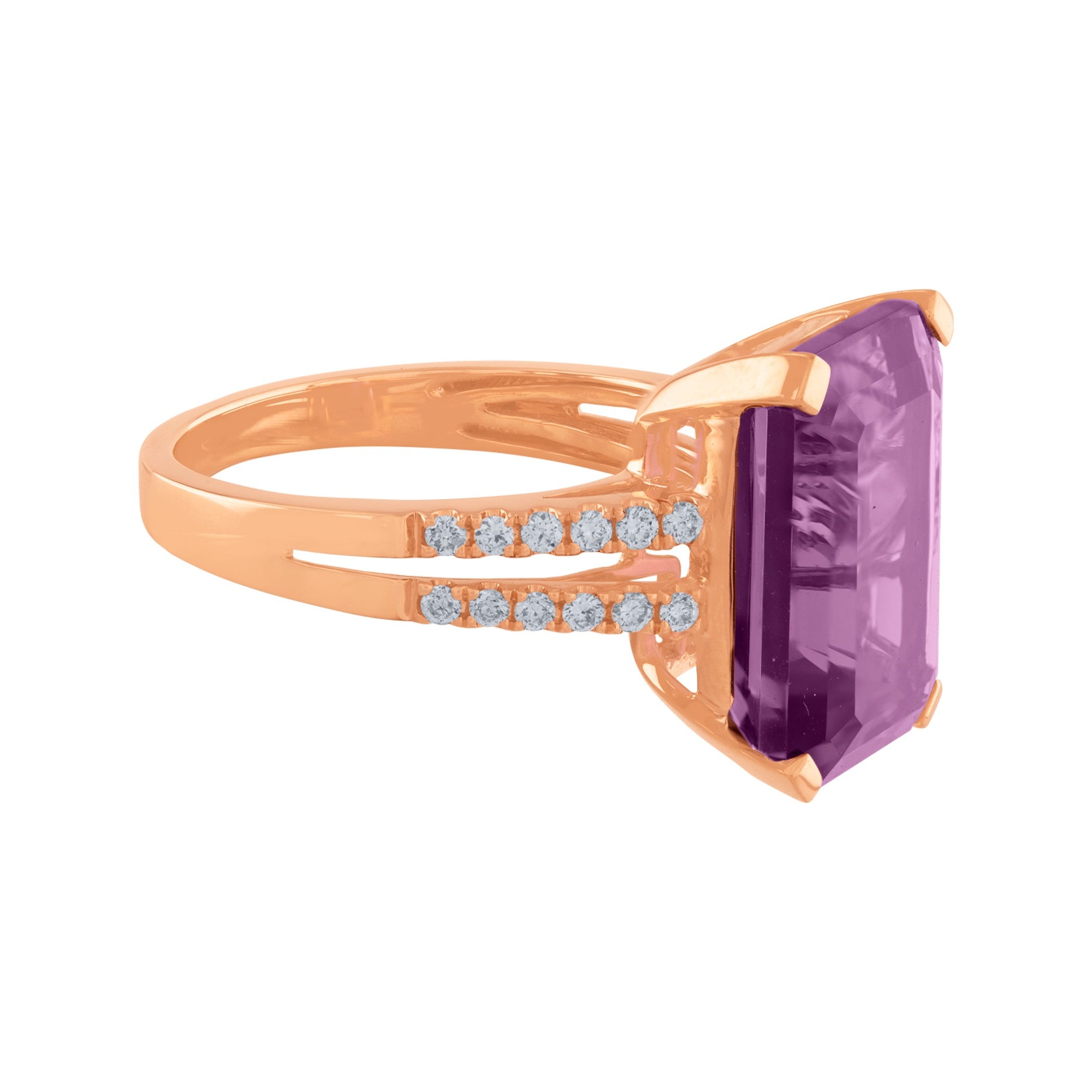 ANILLO CON AMATISTA RECTANGULAR