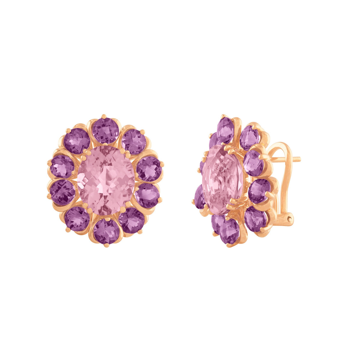 ARETES FLOR CON AMATISTAS