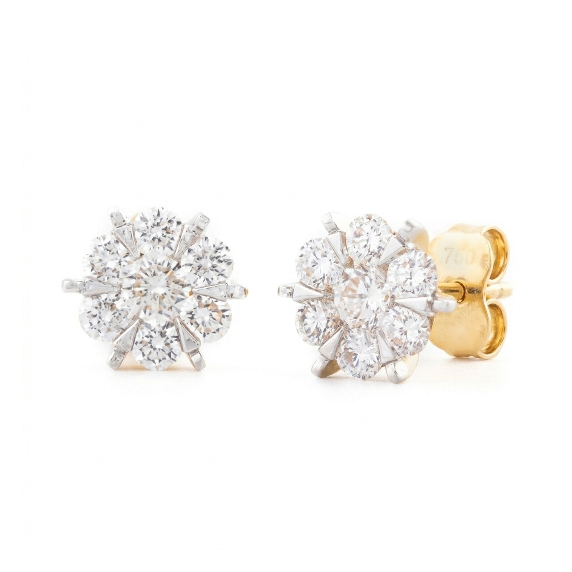 ARETES FLOR CON DIAMANTES