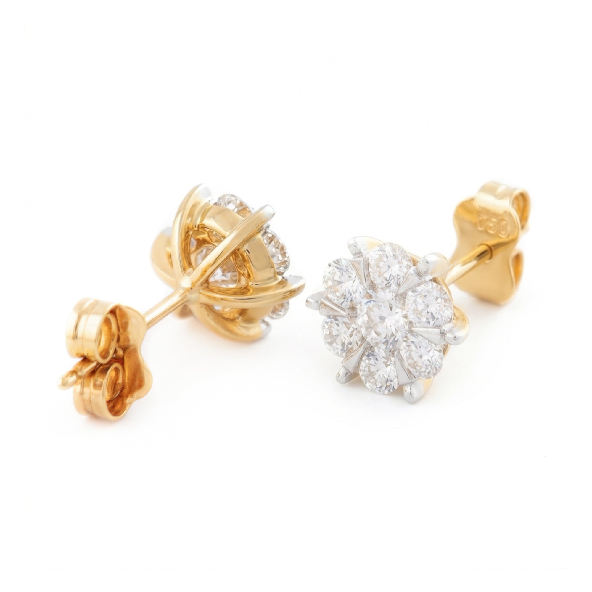 ARETES FLOR CON DIAMANTES