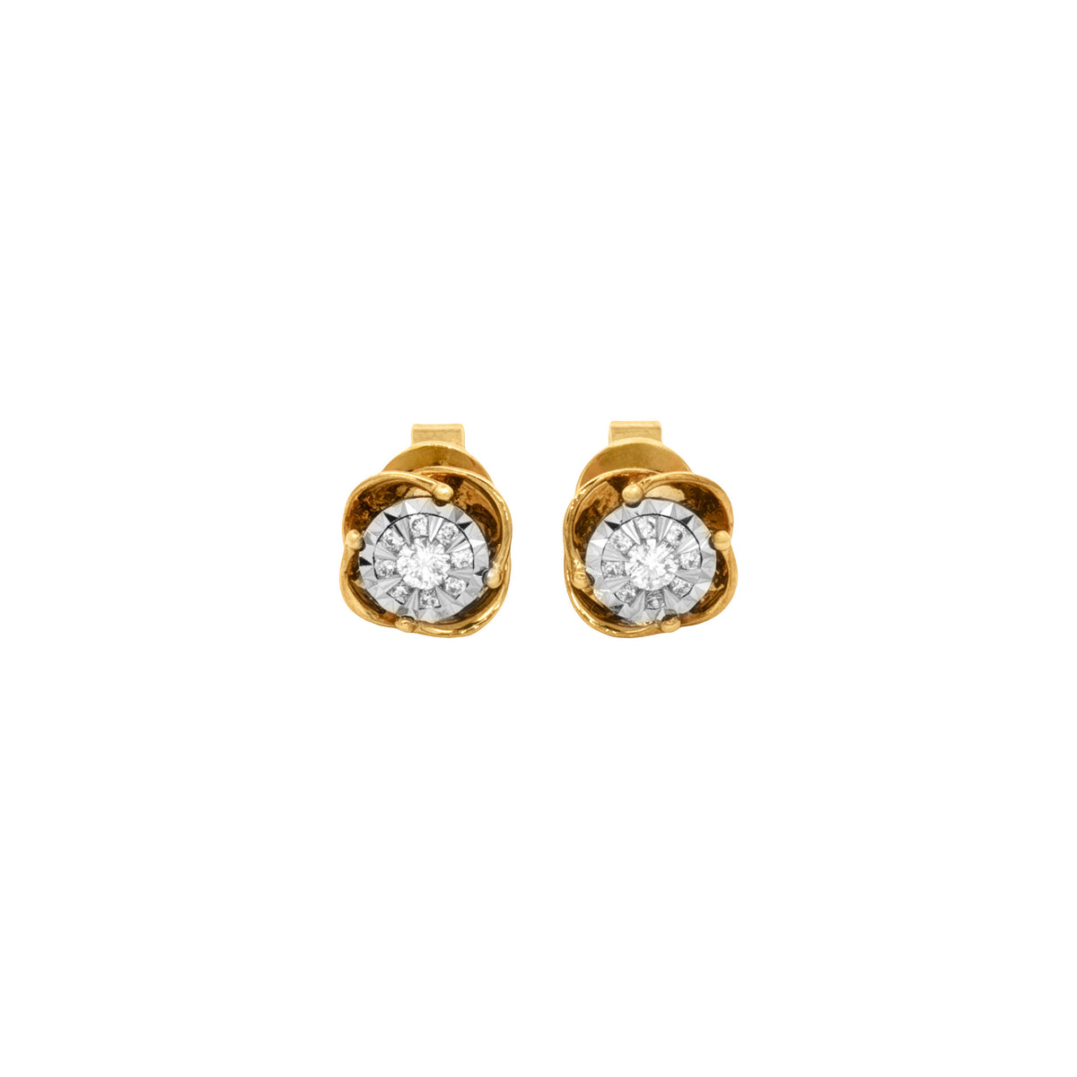 ARETES FLOR CON DIAMANTES