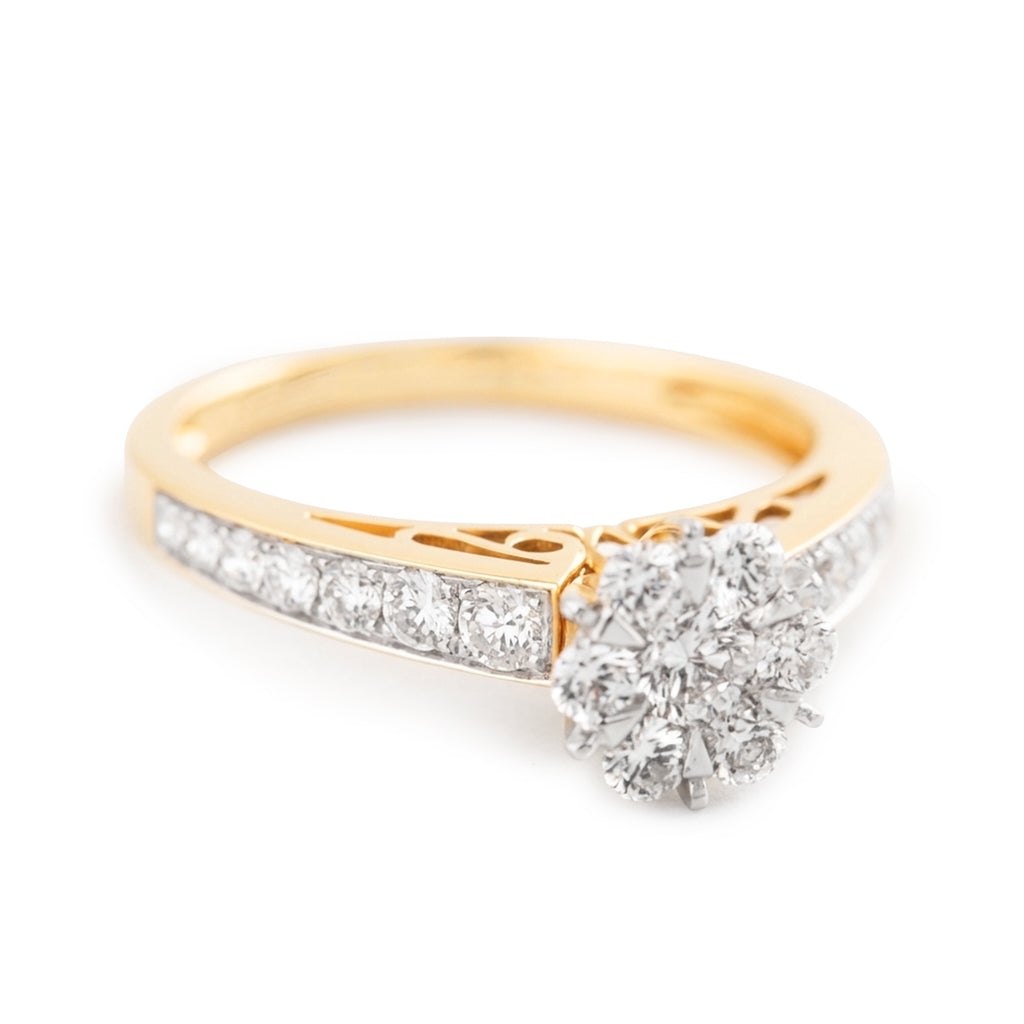 ANILLO SOLITARIO FLOR CON DIAMANTES