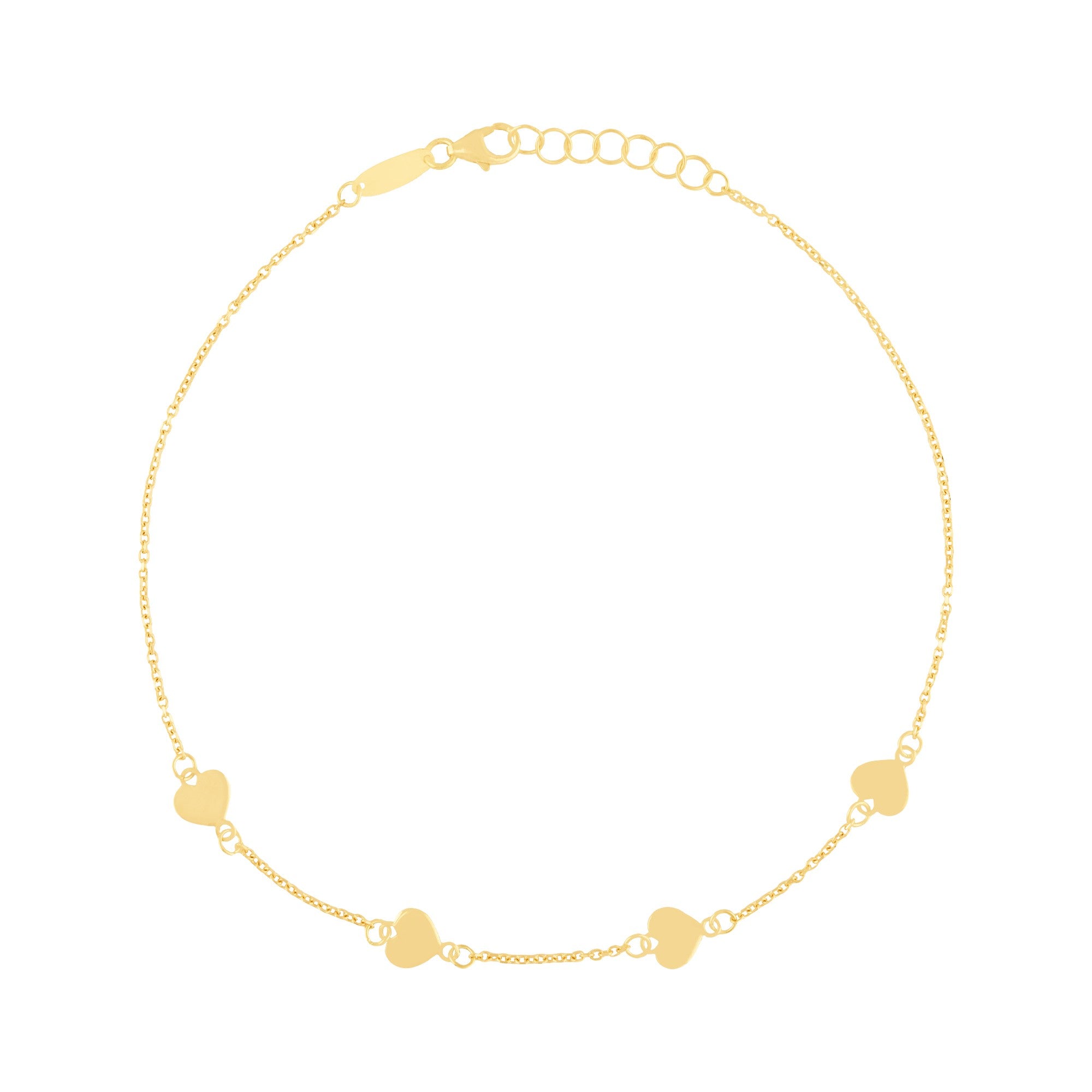 TOBILLERA ORO AMARILLO CON CORAZONES