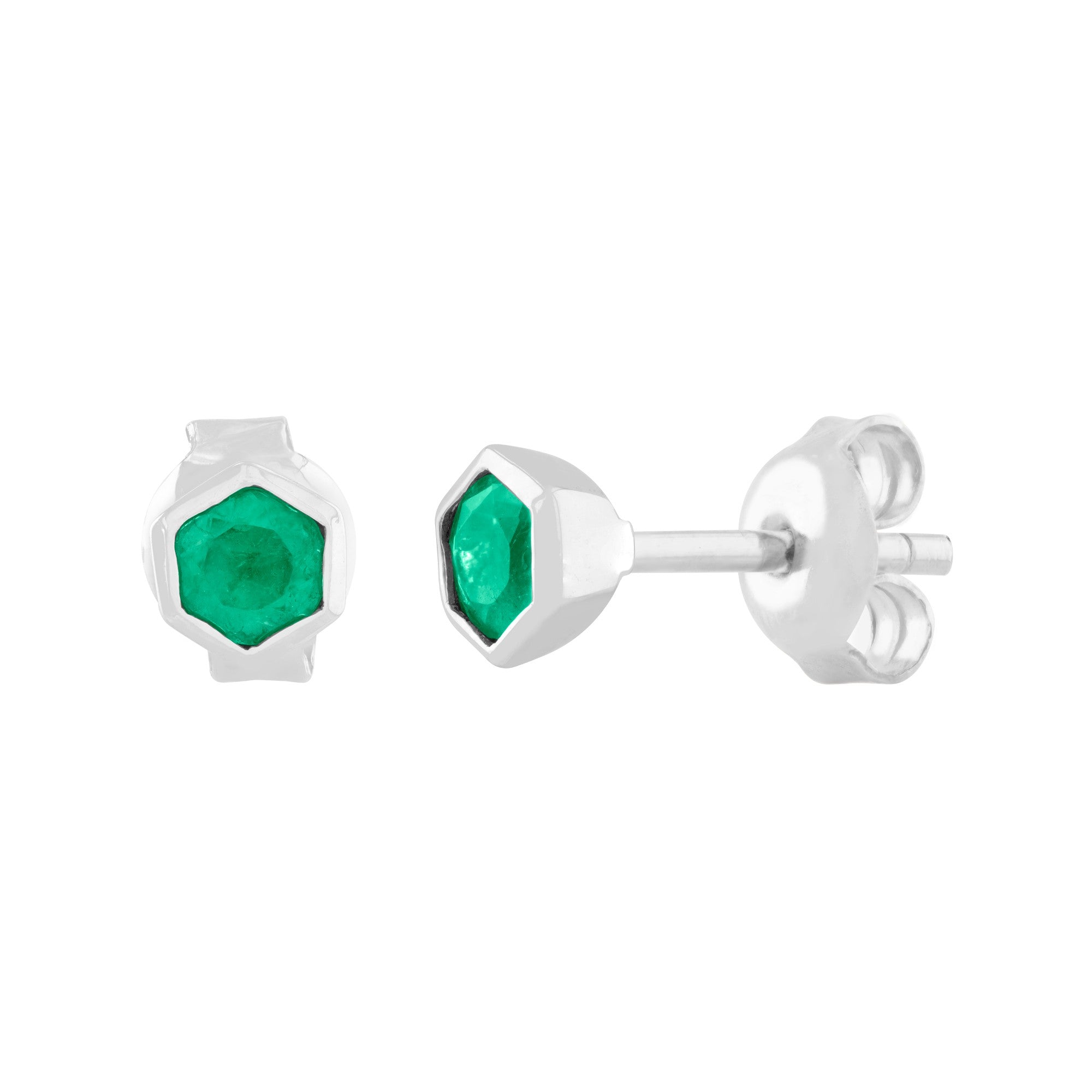 ARETES HEXAGONALES CON ESMERALDAS