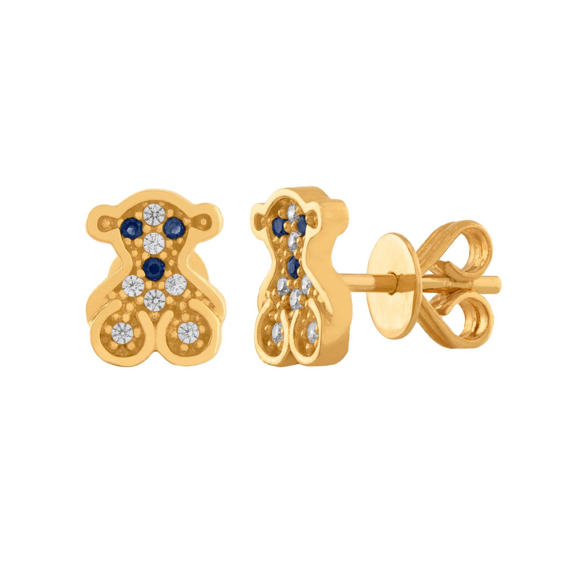 ARETES DE OSO CON ZIRCONES DE COLORES