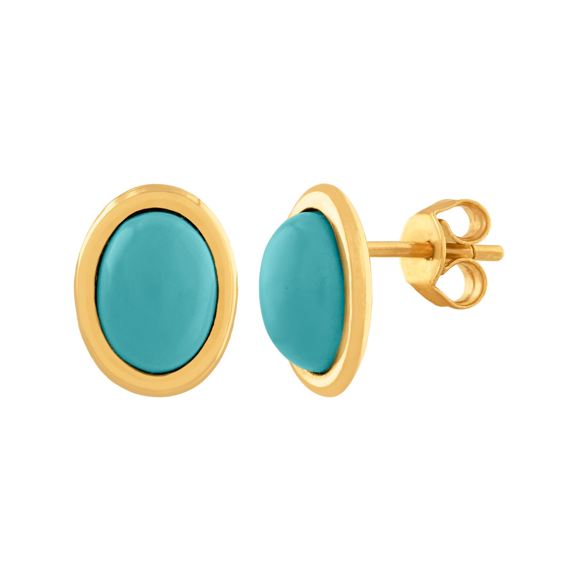 ARETES CON TURQUESA OVAL