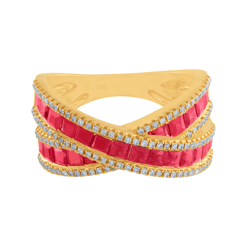 ARGOLLA CRUZADA DE RUBÍ Y DIAMANTES