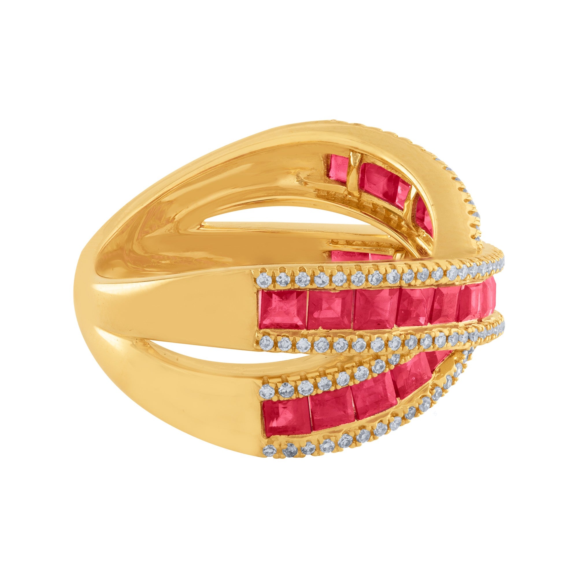 ARGOLLA CRUZADA DE RUBÍ Y DIAMANTES