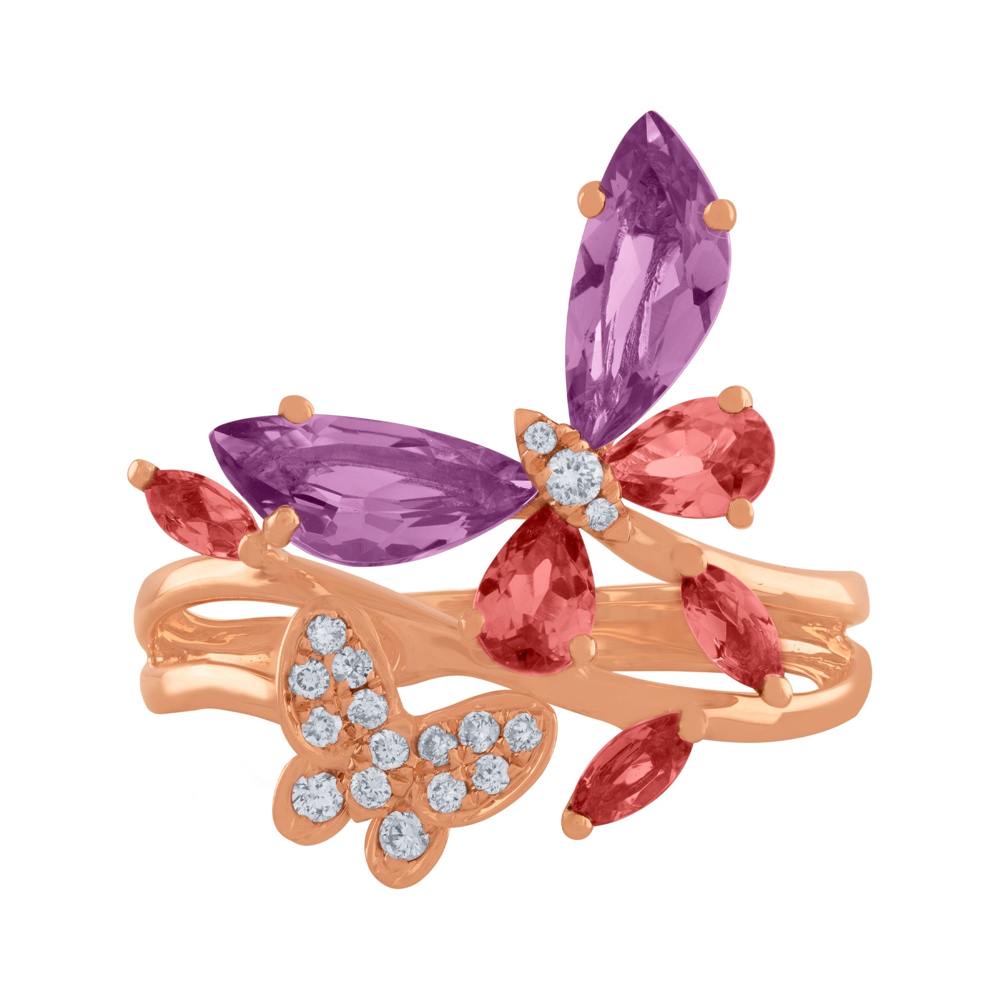 ANILLO MARIPOSAS CON AMATISTAS