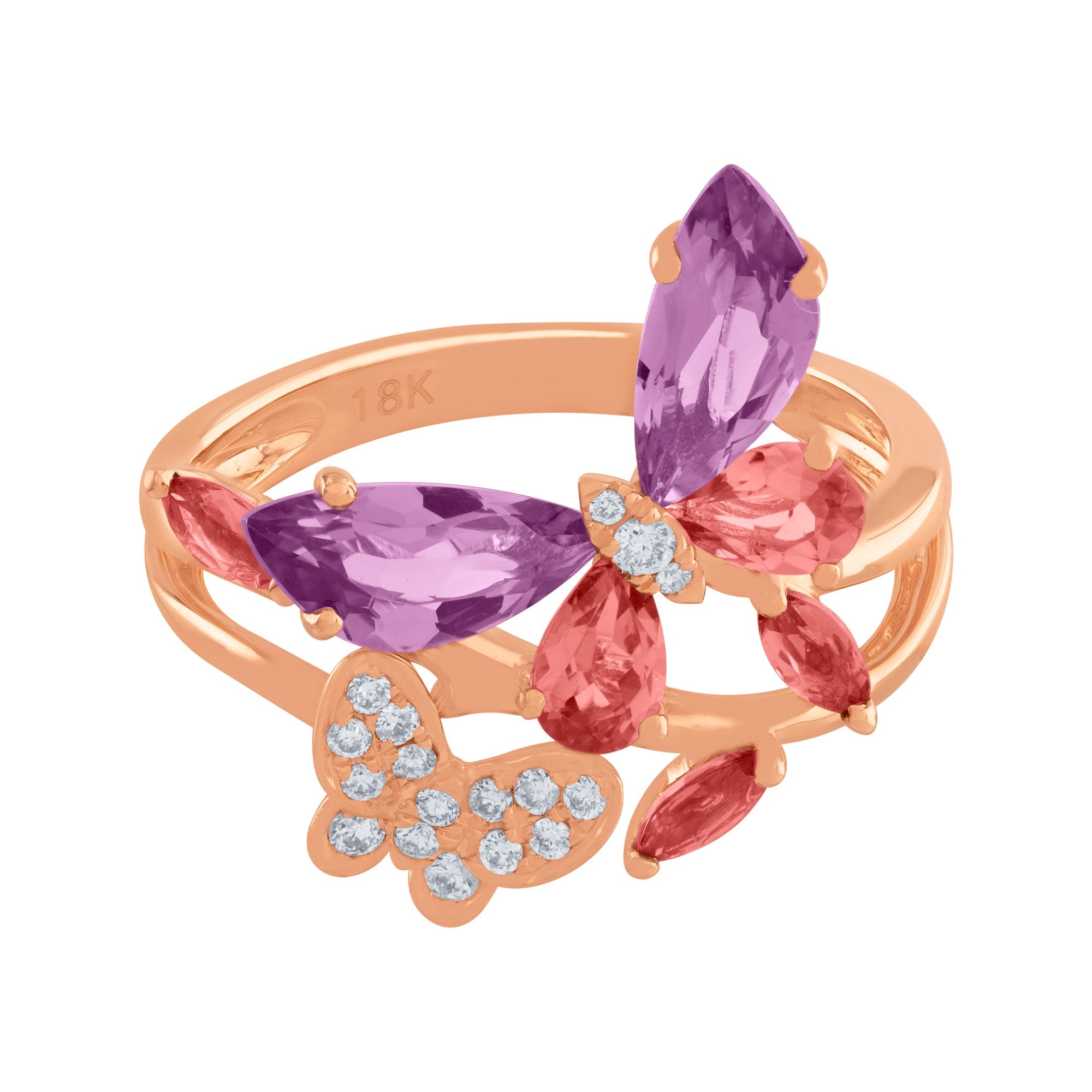 ANILLO MARIPOSAS CON AMATISTAS