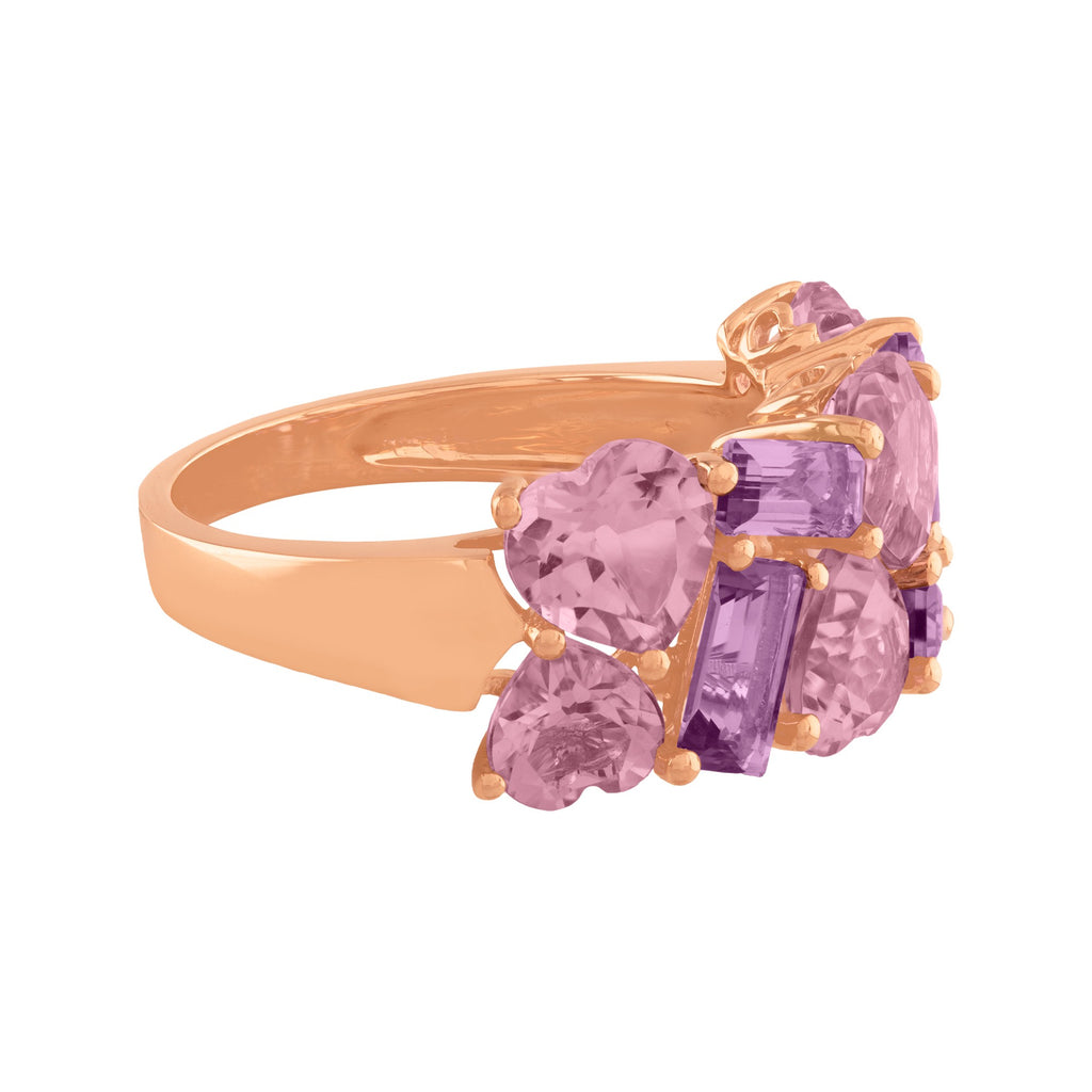 ANILLO CON AMATISTAS RECTÁNGULOS Y CORAZONES