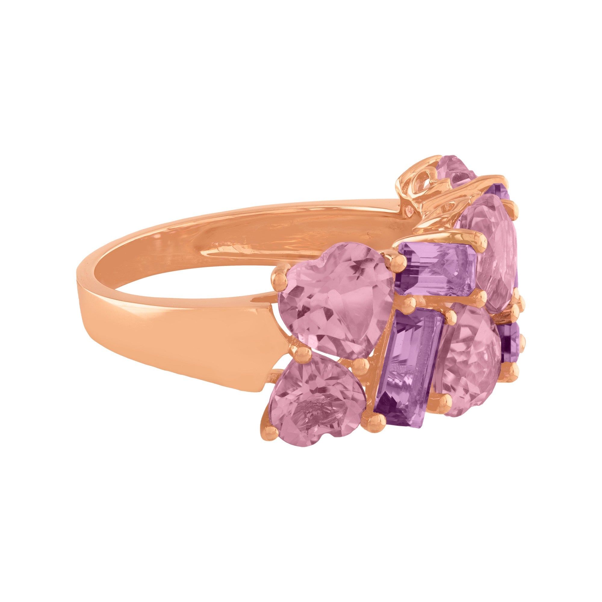 ANILLO CON AMATISTAS RECTÁNGULOS Y CORAZONES