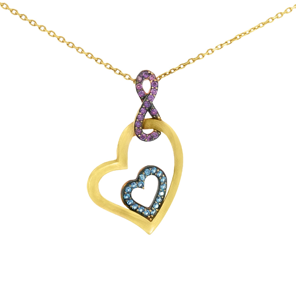 GARGANTILLA CORAZÓN CON ZIRCONES MORADOS Y AZULES