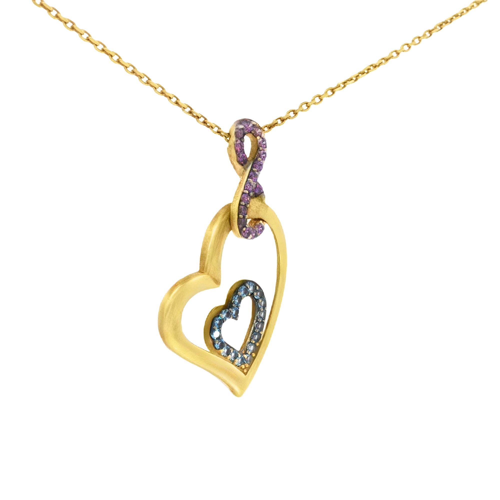GARGANTILLA CORAZÓN CON ZIRCONES MORADOS Y AZULES