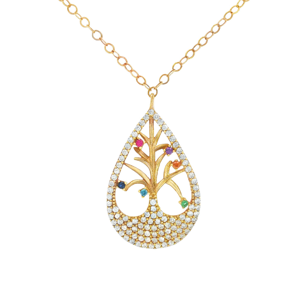 GARGANTILLA ÁRBOL DE LA VIDA EN GOTA CON ZIRCONES DE COLORES