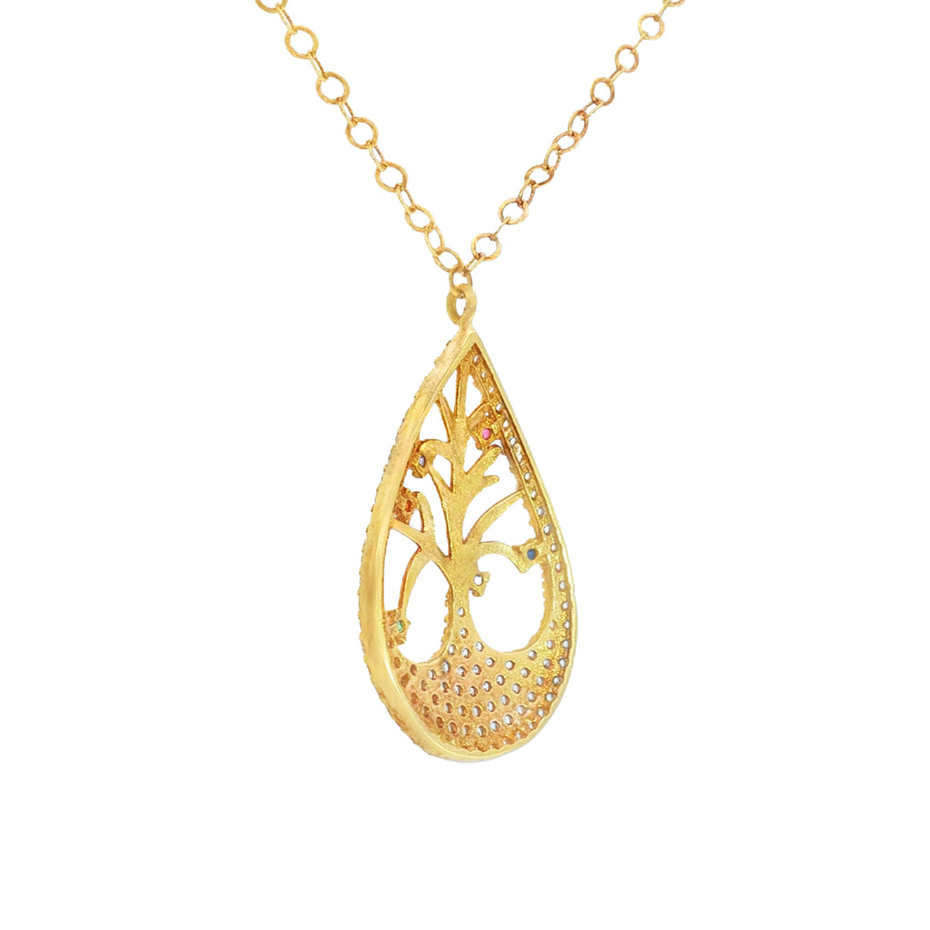 GARGANTILLA ÁRBOL DE LA VIDA EN GOTA CON ZIRCONES DE COLORES
