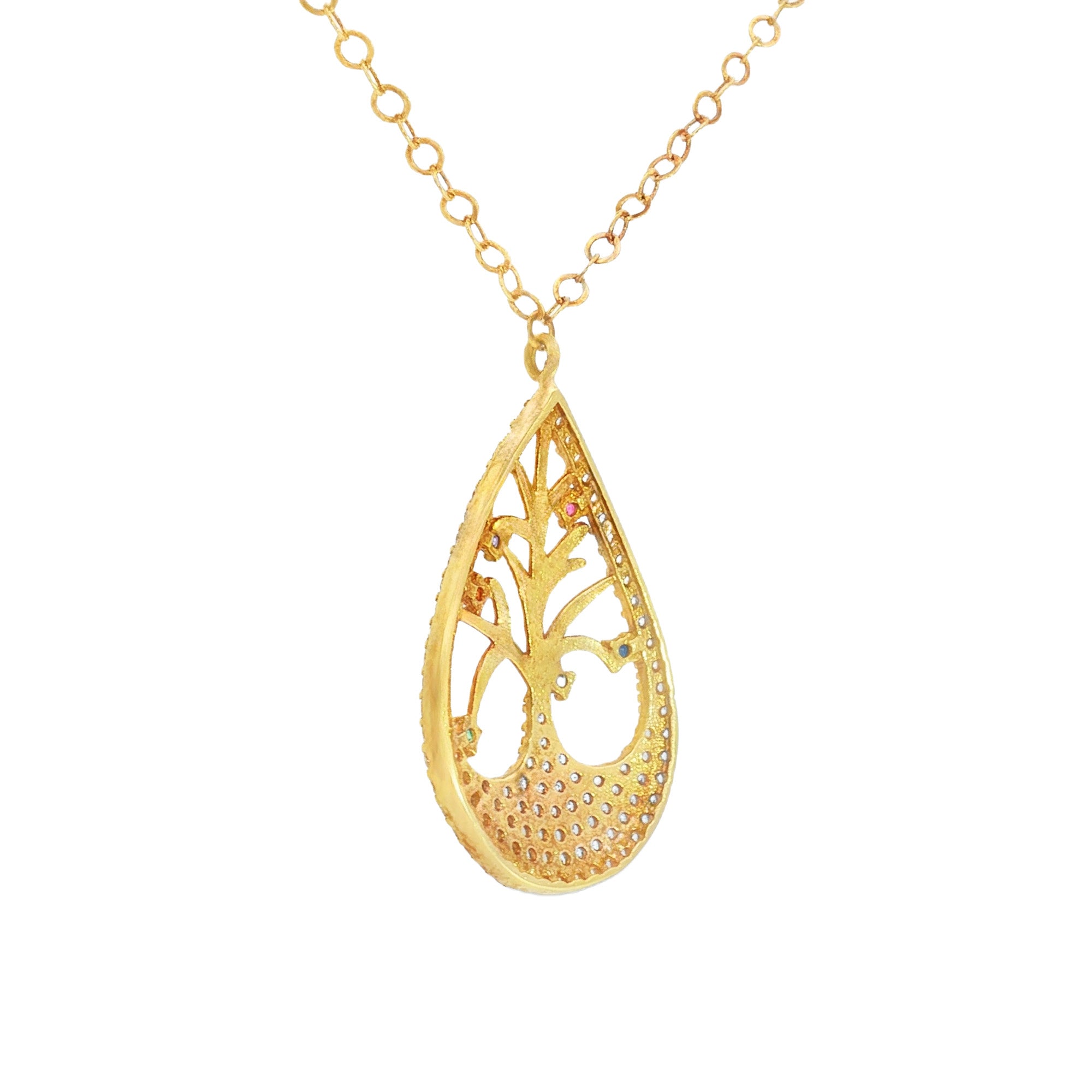 GARGANTILLA ÁRBOL DE LA VIDA EN GOTA CON ZIRCONES DE COLORES