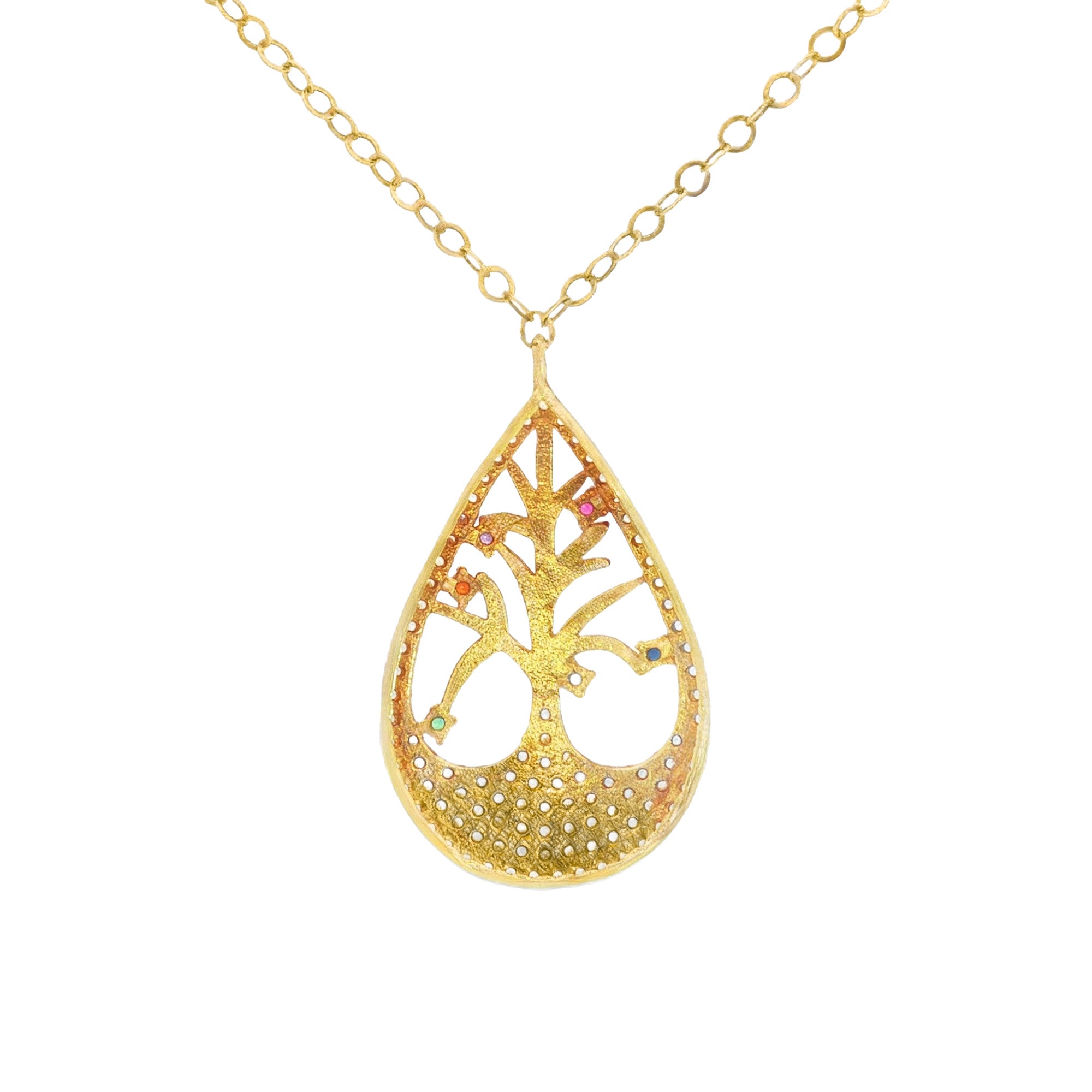 GARGANTILLA ÁRBOL DE LA VIDA EN GOTA CON ZIRCONES DE COLORES