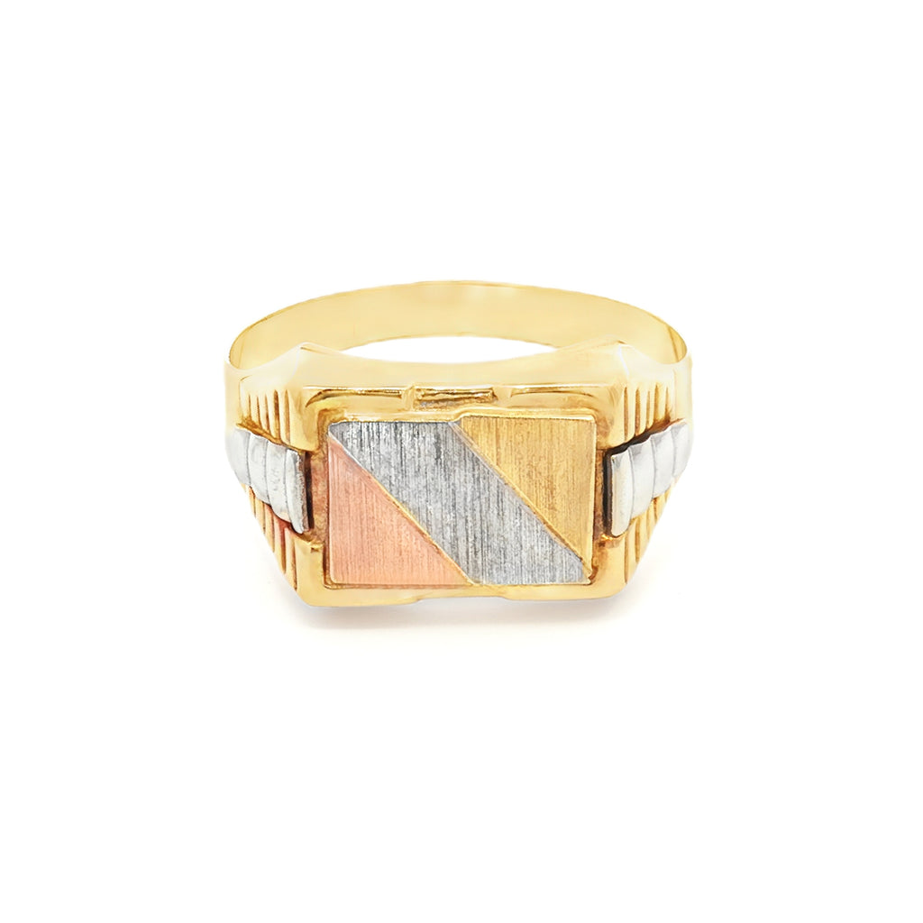 ANILLO RECTANGULAR TRES OROS