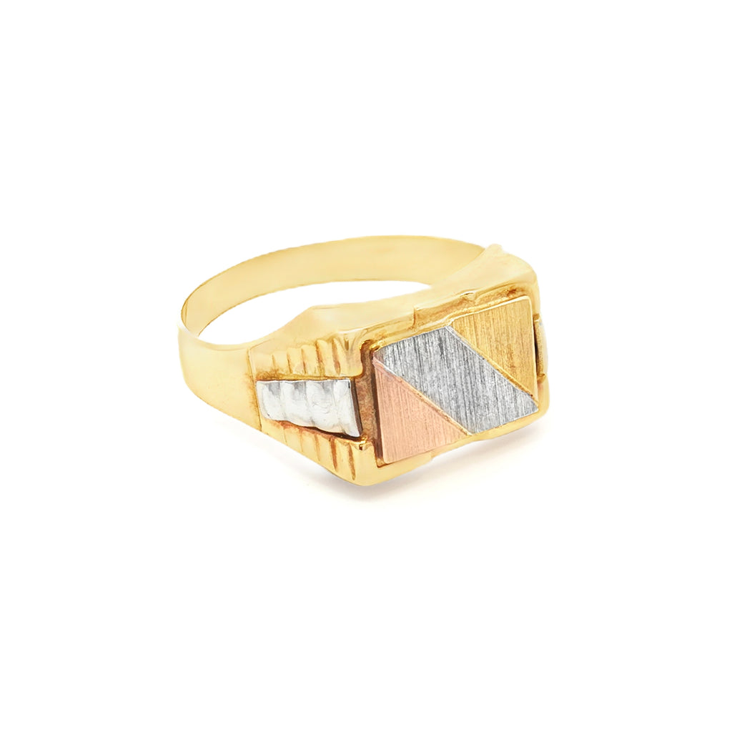 ANILLO RECTANGULAR TRES OROS
