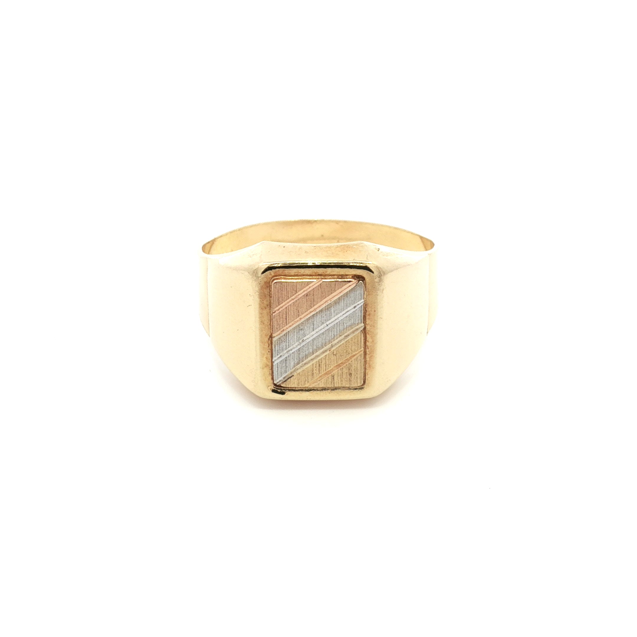ANILLO RECTANGULAR TRES OROS