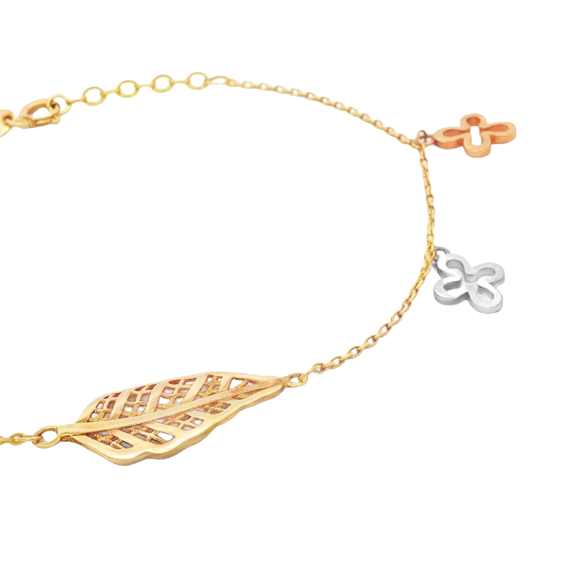 PULSERA HOJAS Y CRUCES