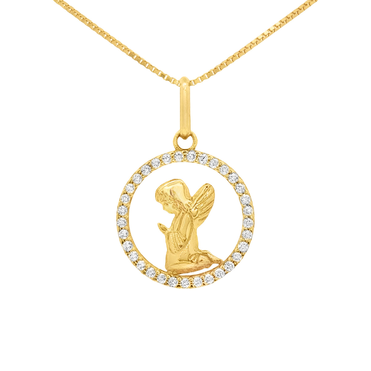DIJE ÁNGEL DE LA GUARDA CON ZIRCONES