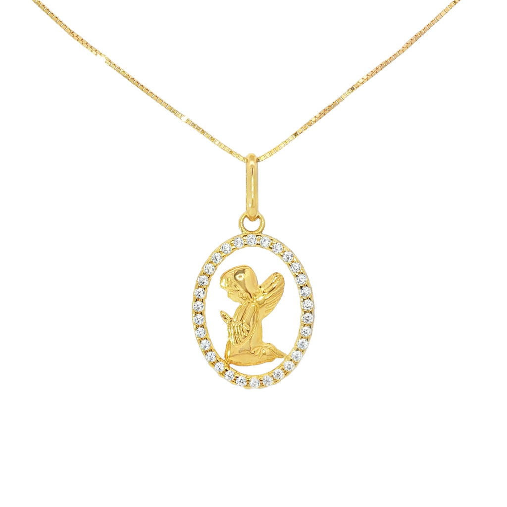 DIJE ÁNGEL DE LA GUARDA OVAL CON ZIRCONES