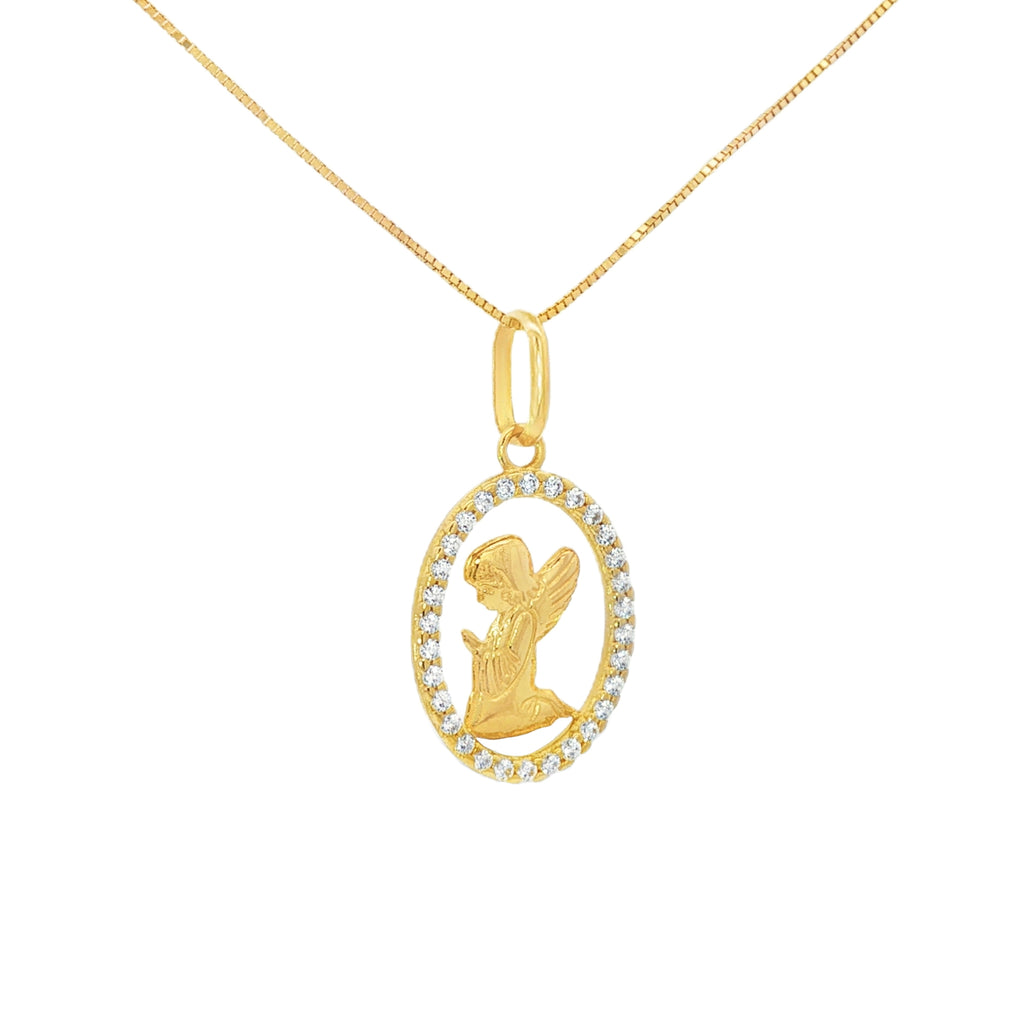 DIJE ÁNGEL DE LA GUARDA OVAL CON ZIRCONES