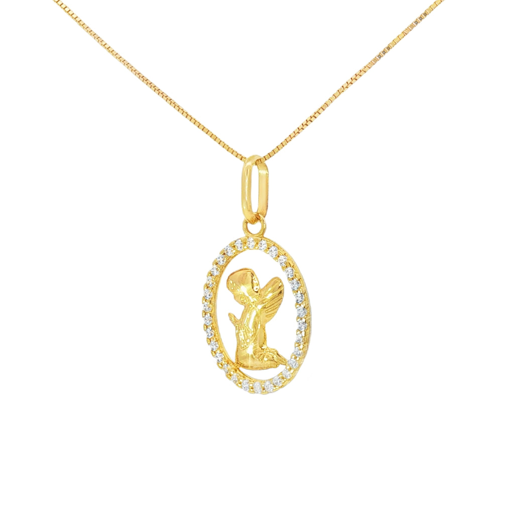 DIJE ÁNGEL DE LA GUARDA OVAL CON ZIRCONES