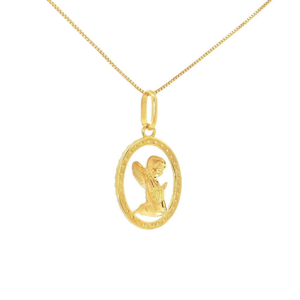 DIJE ÁNGEL DE LA GUARDA OVAL CON ZIRCONES