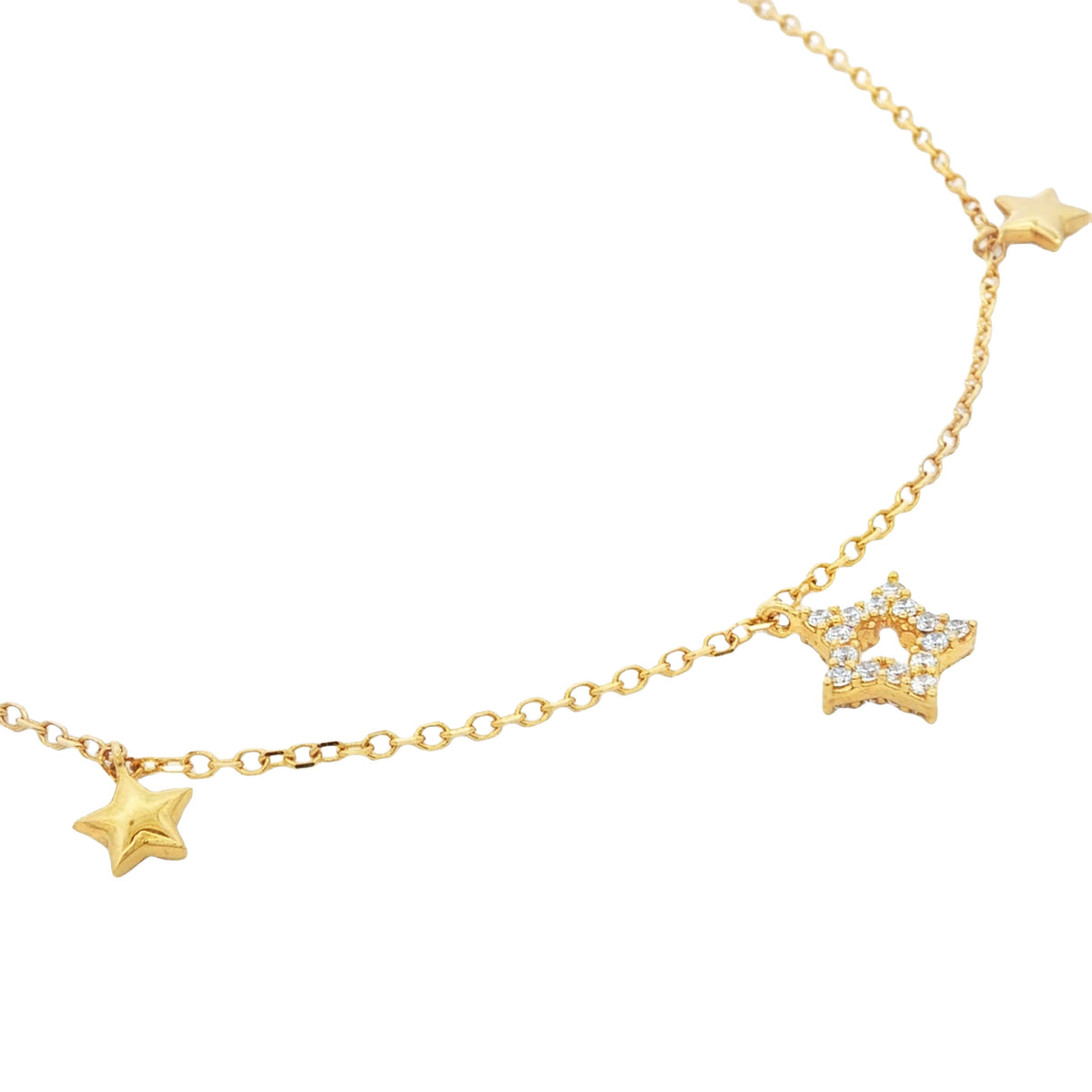 TOBILLERA ESTRELLA Y ZIRCONES 23 CM